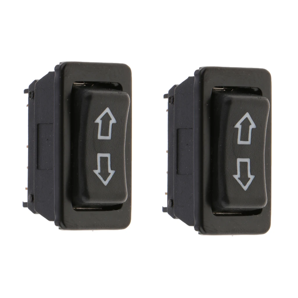 2pcs Car 2 Rows Electric Power Window Master Control Switch Green Led Light