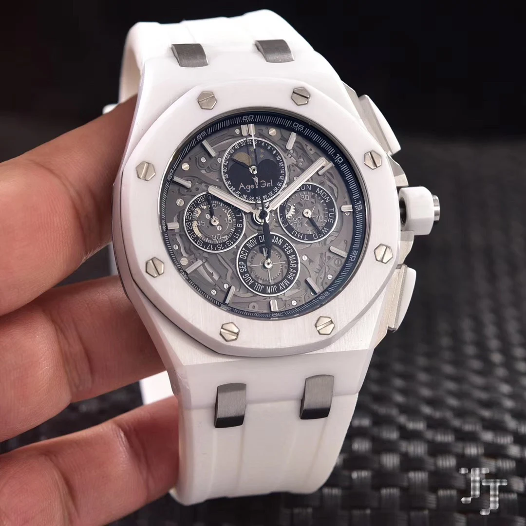 2 Роскошный бренд хронограф для мужчин СЕКУНДОМЕР САПФИР GMT MoonPhase белый керамический серый черный синий резиновый часы из нержавеющей стали AAA - Цвет: 2