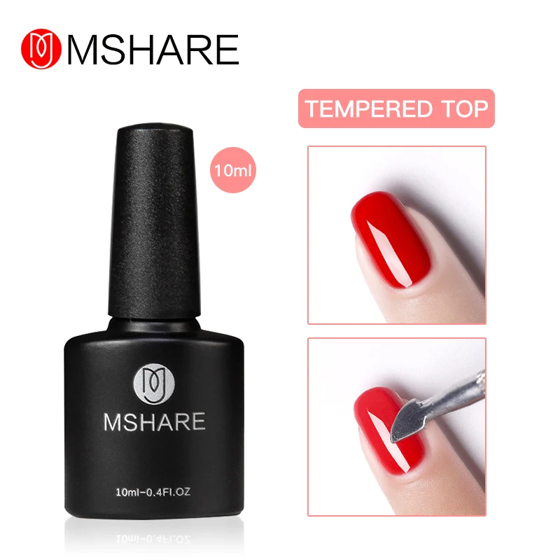 Mshare Tempered Top Coat No Sticky Layer Top Coat Nail Gel Polish No ...