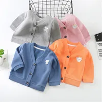 Winter/Autumn Baby Girls Boys Cardigan Sweater Tops Solid Children Clothing Newborn Infant Kids Baseball Jackets Coats Outerwear 1