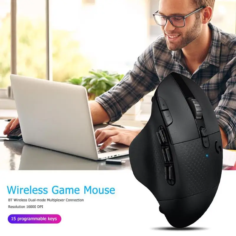 Игровая мышь с 15 программируемыми клавишами, беспроводная, Bluetooth, 16000 dpi, Регулируемая оптическая мышь, беспроводная мышь
