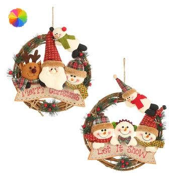 

Elk Vine Ring Pendant Rattan Wreath Ornaments Christmas Old Man Snowman Homemade Ornament Wreath Christmas Ornaments