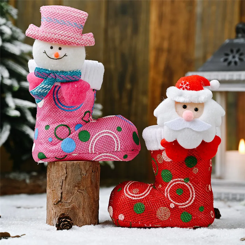 Botas rojas de Navidad para mujer, bolsa de regalo de dulces, adornos de  dibujos animados, adornos colgantes para fiesta, decoración del árbol de  Navidad|Medias y cajas de regalo| - AliExpress