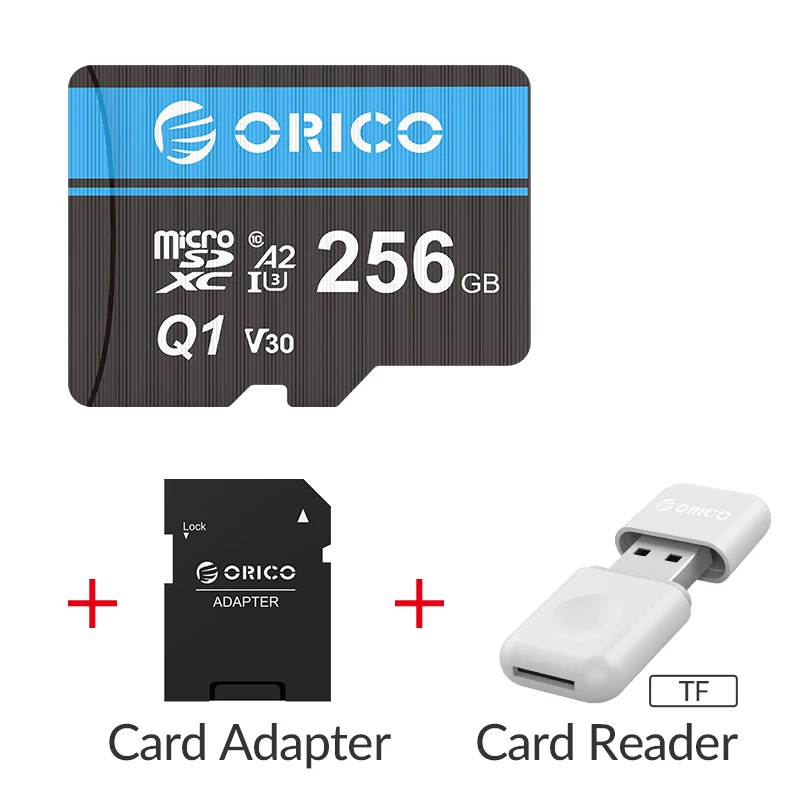 ORICO карта памяти Micro TF/SD, 256 ГБ, 128 ГБ, 64 ГБ, 32 ГБ, MicroSD, Макс. 80 м/с, класс 10, Мини карта TF с адаптером для sd-карт - Емкость: MSQ1-256GB-CRS12