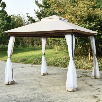 

2-Tier 10' x 10' Canopy Gazebo Tent Shelter with Mosquito Netting OP70064