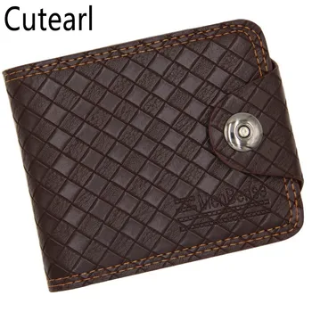 

Men Fashion PU leather Short Wallets weaving pattern men's Quality Coin Purse small carteiras dollar thin 3-Fold Wallet