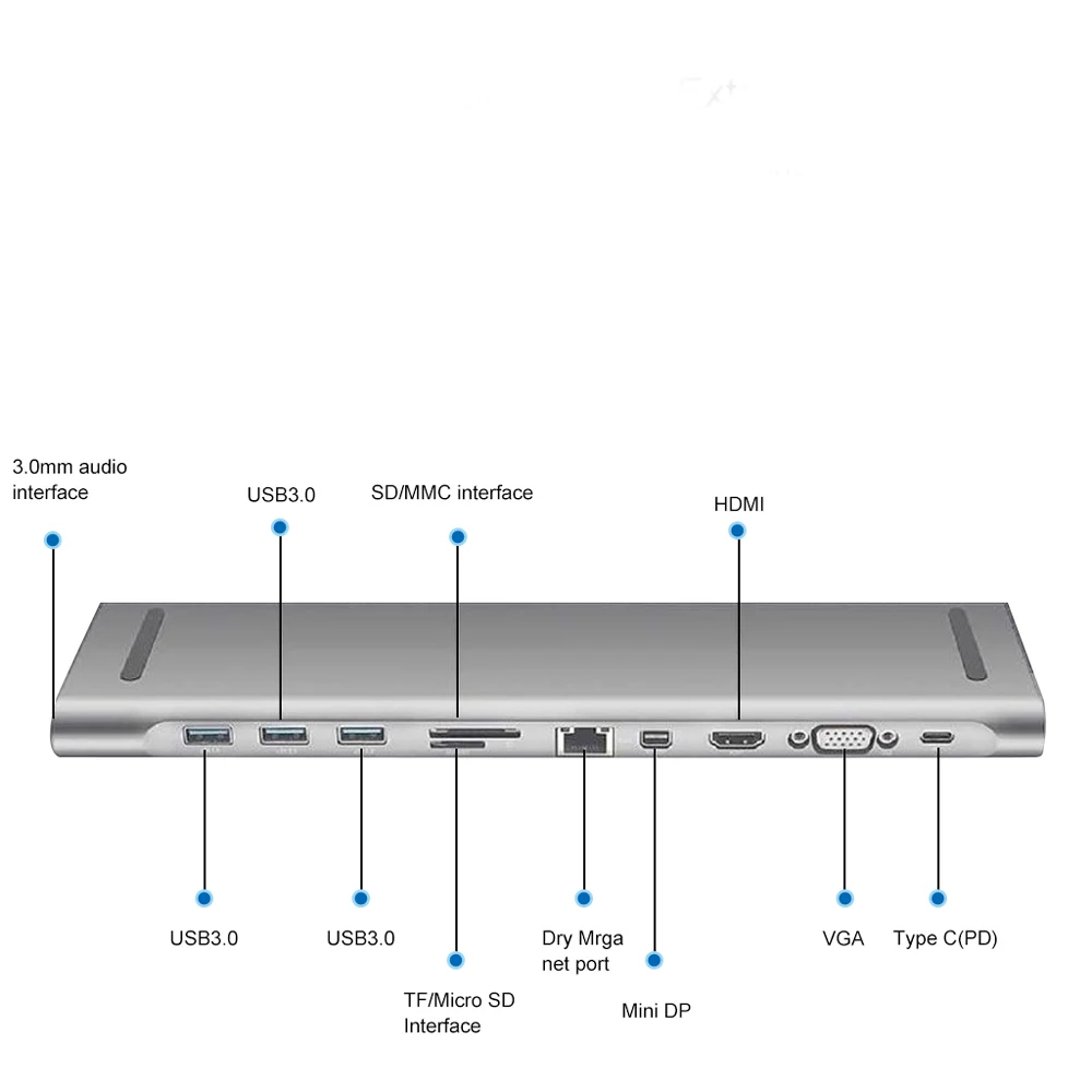 11 в 1 концентратор usb type-C до USB3.0 TF считыватель SD карт HDMI VGA RJ45 Mini DP док-станция адаптер хаб-конвертер для MacBook