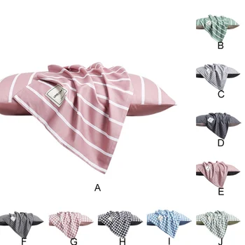 

74x48cm 2pcs Plaid Striped Pattern Soft Cotton Pillowcase Student Single Pillowcase for Hotel Bedroom Dormitory Bed Lining 2020