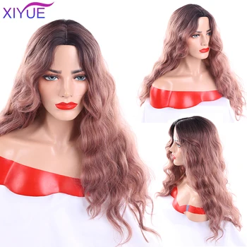 

XIYUE HAIR Long Mix Purple Womens Wigs with Bangs Heat Resistant Synthetic Curly Wave Wigs for Women African American