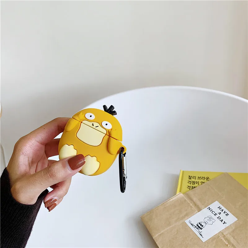 3D милый мультяшный Покемон Psyduck Snorlax Kabigon корпусы гарнитурные для Apple Airpods 1/2 силиконовый защитный чехол для наушников