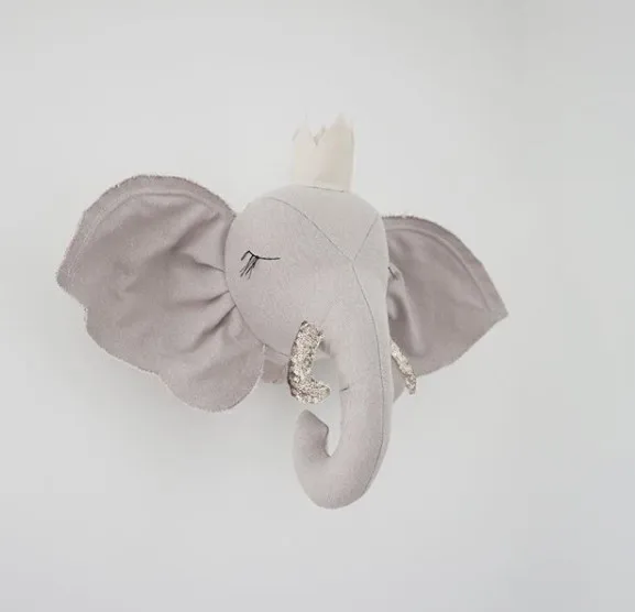 Cute Unicorn Deer Elephant Plush Toy Stuffed Dolls Animal Head Wall