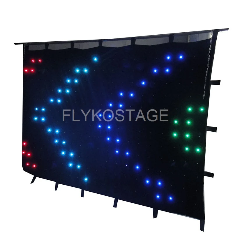 

free shipping 3M *3M 7ft high by 10ft width led video curtain flexible led video cloth soft led vision P150mm for wedding party