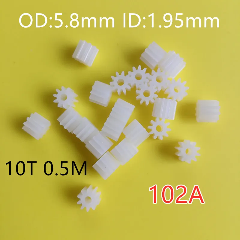 Free Shipping 20pcs 102A 0.5M 10T Pinion Gear Modulus 0.5 10 Tooth Teeth Plastic Motor Spare Parts Toy Model Accessories | Игрушки и