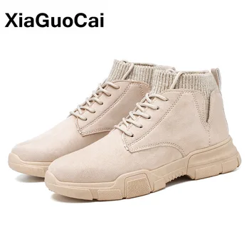

Autumn Winter Men Ankle Boots High Top Casual Men Work Shoes Breathable Fashion Warm Male Martin Boots Outside Size 39-44