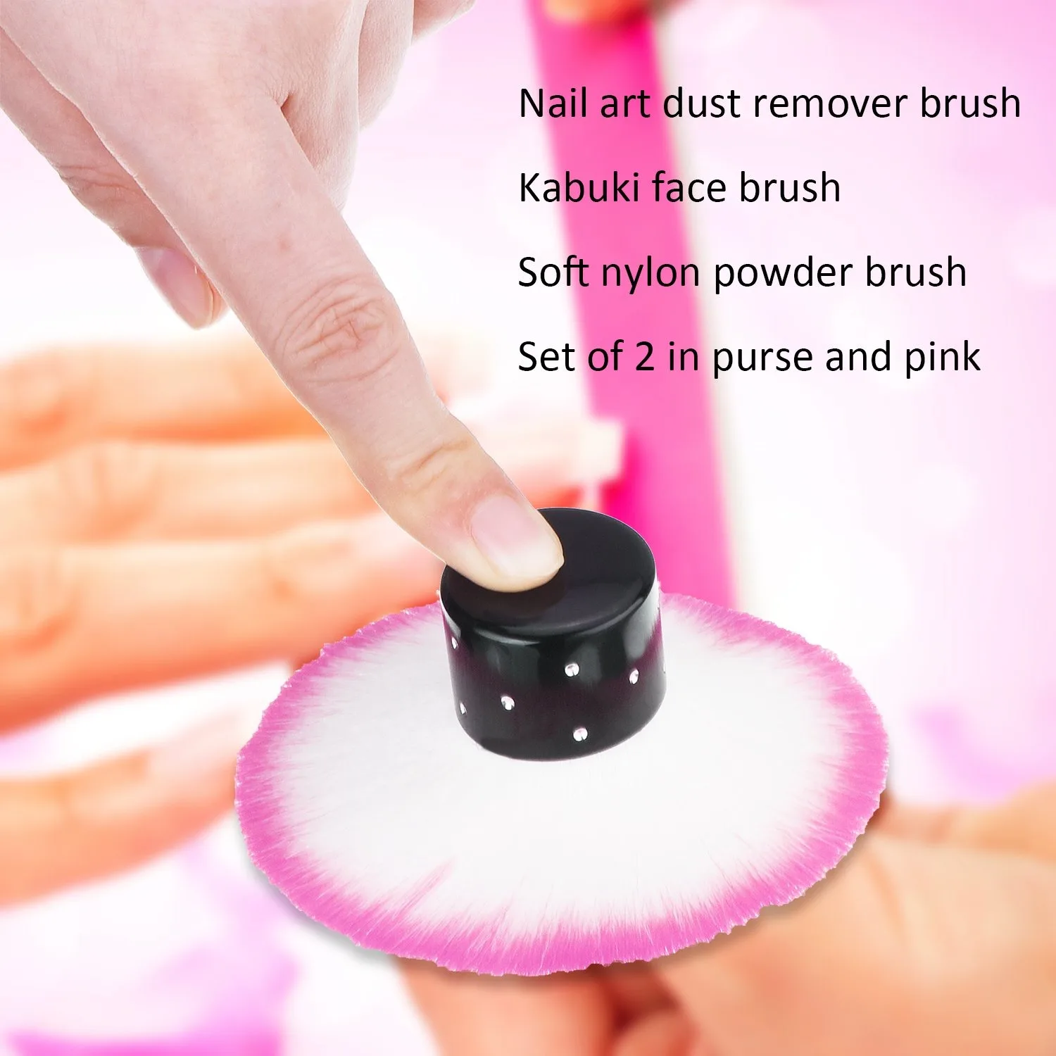 Pangda 2 шт. Красочные Мягкие Кисти Кабуки кисть для пудры для ногтей щетка для очистки от пыли для макияжа или ногтей, фиолетовый и розовый