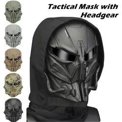 Tactical Mask with Headgear Motorcycle Helmet Goggle Airsoft Paintball  War Game Protective Full Face Combat Face Shield
