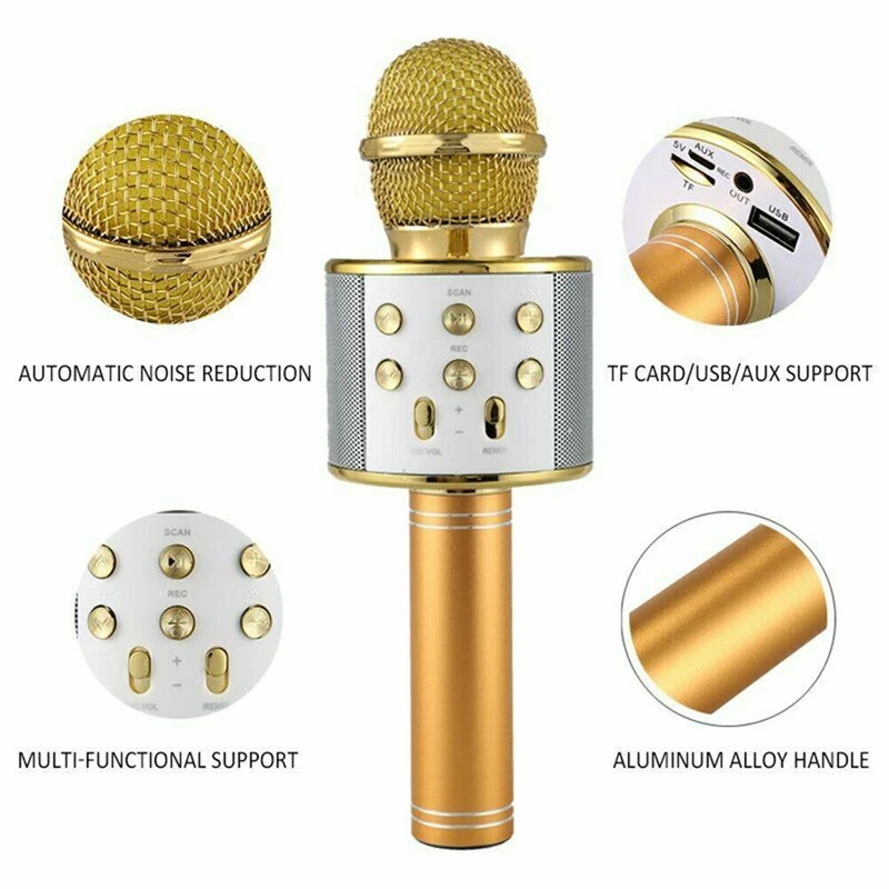 Портативный Bluetooth беспроводной микрофон караоке телефон плеер микрофон динамик Запись музыки KTV микрофон