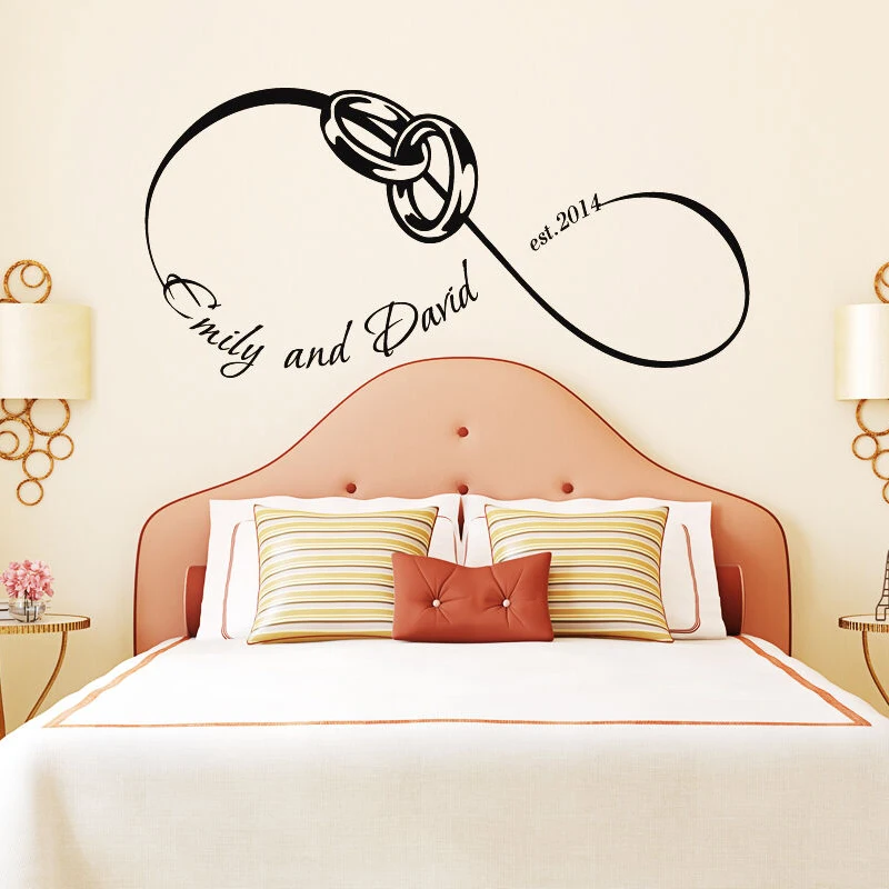 Family Husband and wife room Wall Decal Custom Names Love Infinity Sign