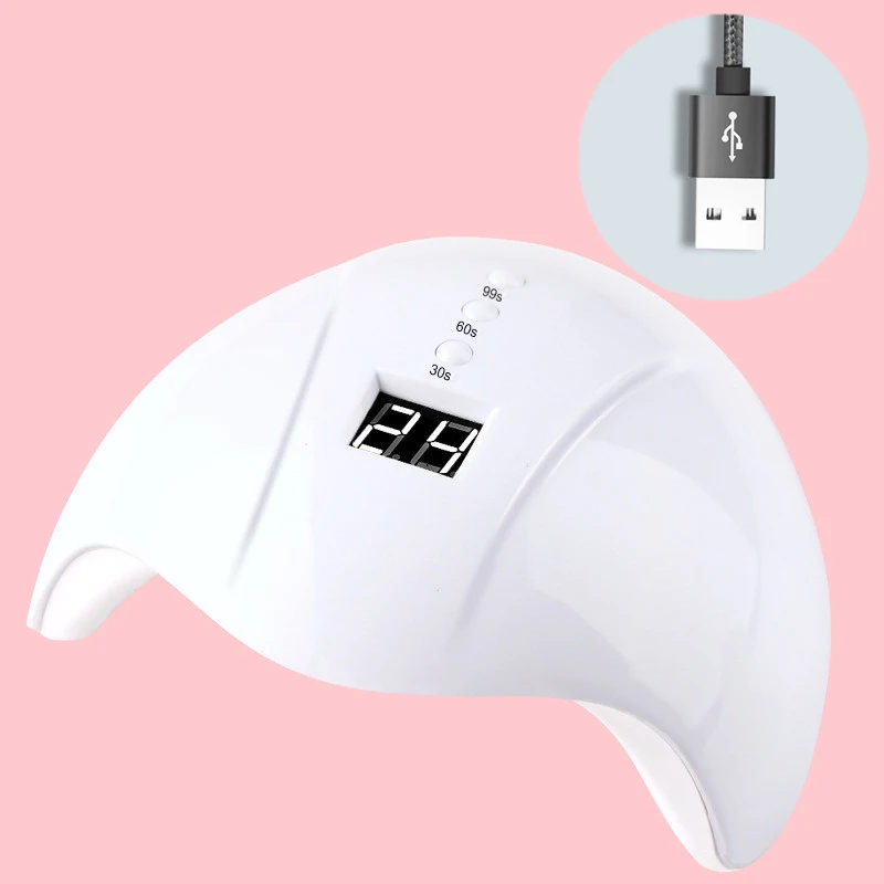 Pro 24W USB УФ лампа светодиодный лампа для ногтей Сушилка для ногтей 30/60/90s таймер для всех гели светильник инфракрасный чувствительный смарт-набор для маникюра - Цвет: White