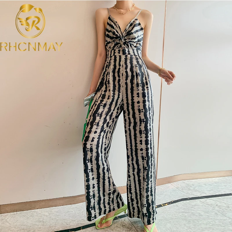 2020 Summer Sexy Leopard Print Jumpsuit V Neck Silky Straight Long Wide Leg Jumpsuits  Playsuit Trousers Overalls Streetwear _ - AliExpress Mobile