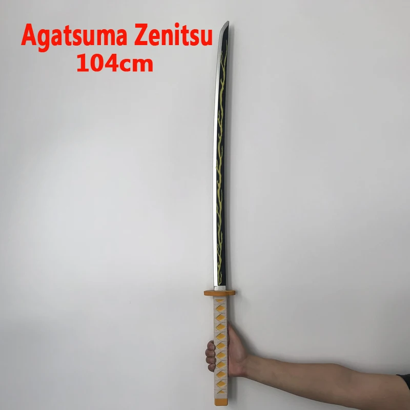 Japan Cosplay Kimetsu no Yaiba Sword Weapon Demon Slayer Agatsuma Zenitsu Anime Ninja Knife PU toy 104cm | Игрушки и хобби