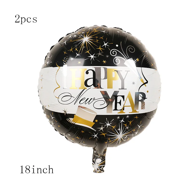 1 комплект шампанского с новогодней фольгой воздушный шар с черными и золотые воздушные шары комплект для счастливого Нового года вечерние украшения детские подарки - Цвет: 1set-2pcs