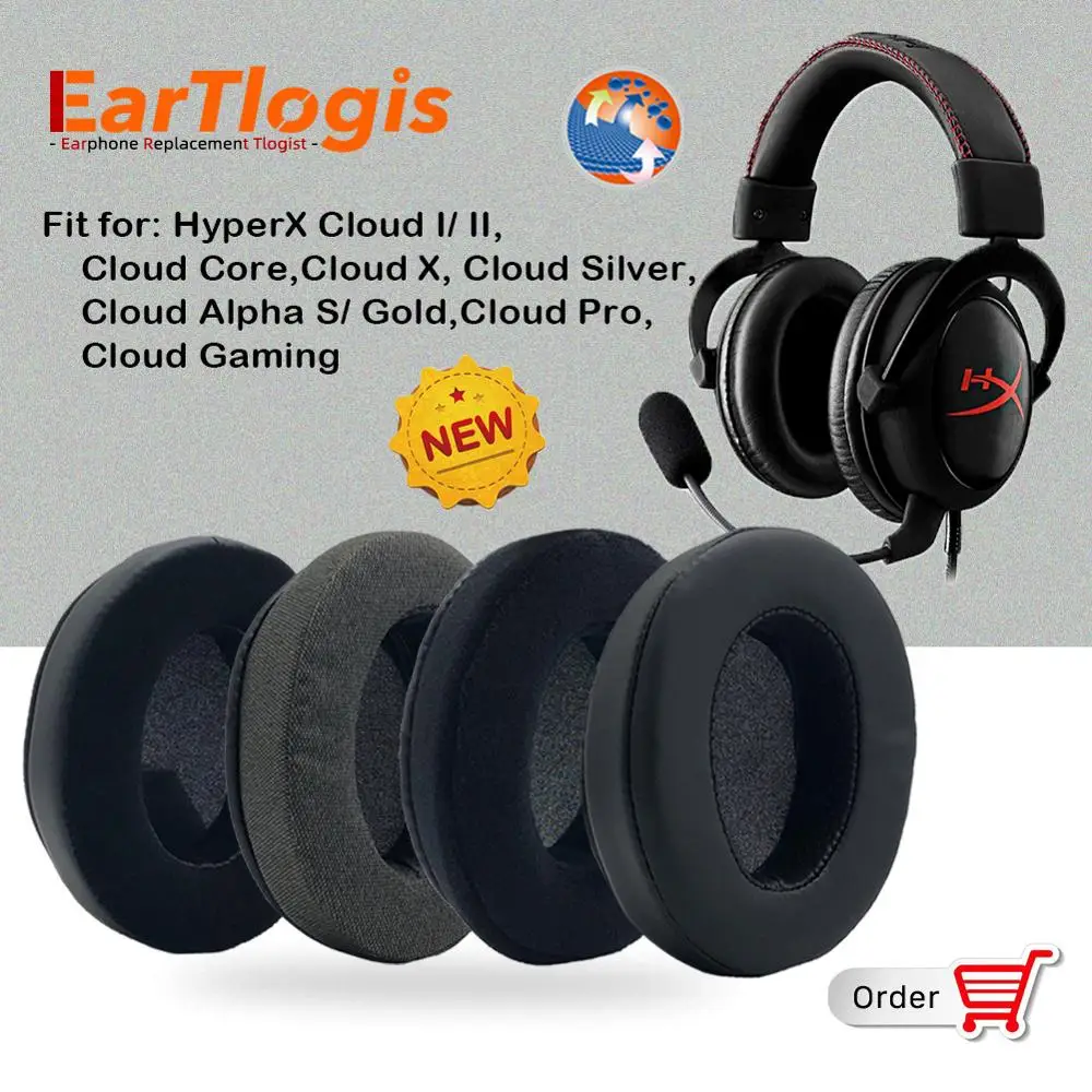 EarTlogis Replacement EarPads for HyperX Cloud I II Cloud Core Cloud X Cloud Silver Cloud Alpha S Gold Cloud Pro Cloud Gaming