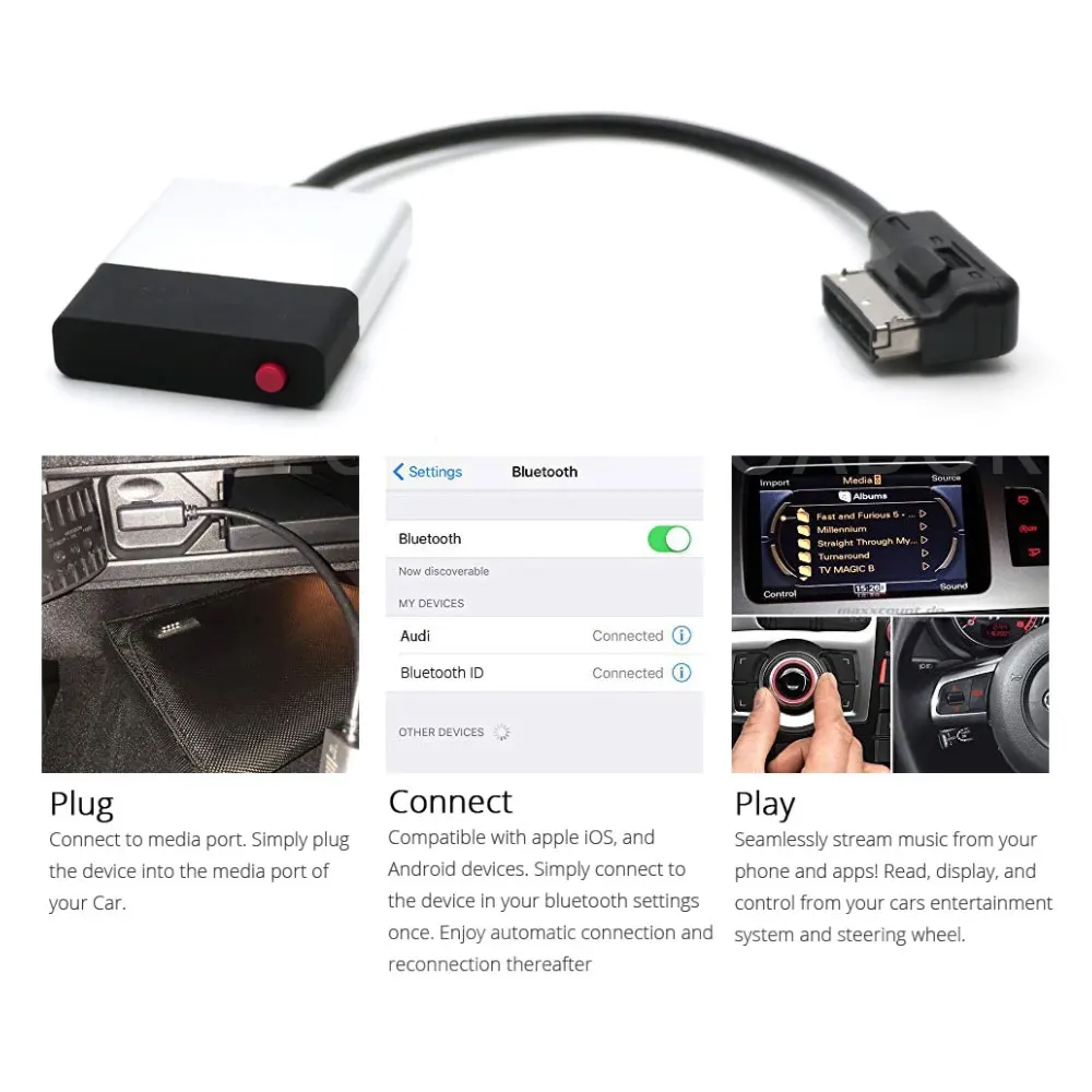 Adaptateur Bluetooth 5.0 Aptx-hd Aux Pour Audi Mmi Ami, Interface De  Musique Pour Vw Mdi Pour Mercedes Avec Connecteur Ipod 30 Broches -  AliExpress