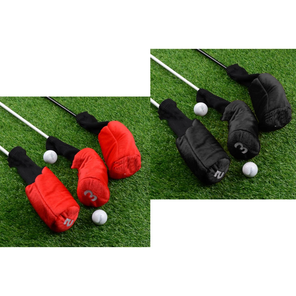 2 Set Long Neck Golf Club Head Cover Wood Driver Headcover Sleeve Bag with Number Print (1,3,5)