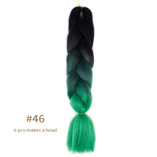 Synthetic jumb Braids Ombre Braiding Hair Extension Box Braid Hair Pink Purple Yellow Golden Colors hair 24inch kanekalons hair B46