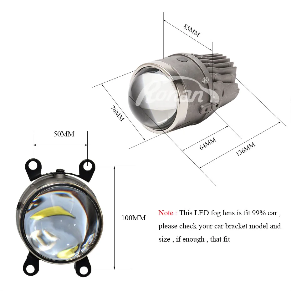 Светодиодный противотуманный светильник Ronan 3," bi с объективом 5500k 2800lm полностью водонепроницаемый встроенный драйвер Легкая установка автомобильный головной светильник DIY модификация