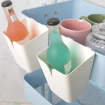 

4pcs Kitchen Trolley Hanging Basket Storage Bucket Tableware Sundries Debris Plastic Box Household Container