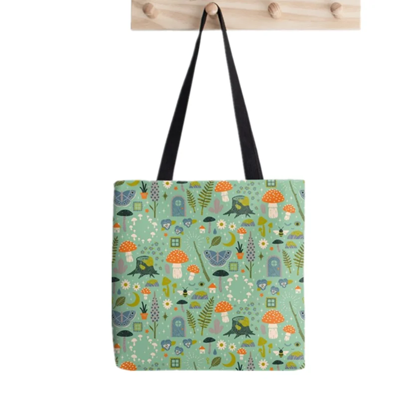 Funny Shopper Faces in Dark Tote Bag Printed Tote Bag women Harajuku shopper handbag girl Shoulder shopping bag Lady Canvas Bag