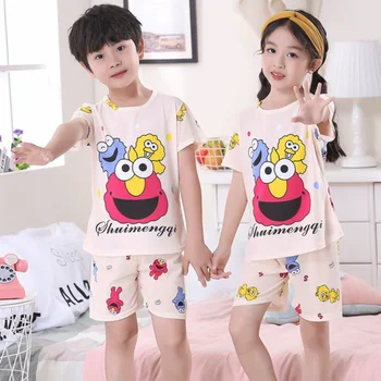 

Cartoon Printed Children Pajamas Set 2020 Summer Fashion Short Sleeve Kids Homewear Casual Boys Cute Pyjamas Set Sweet Sleepwear