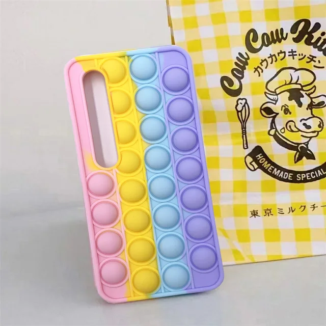 For Redmi Note 9 Pro 9S 7 8 Pro Push Pop Bubble Fidget Toy Soft Case for Redmi 9 9T 9C 9A Mi Poco X3 M3 Sensory Stress Reliver Mi 10