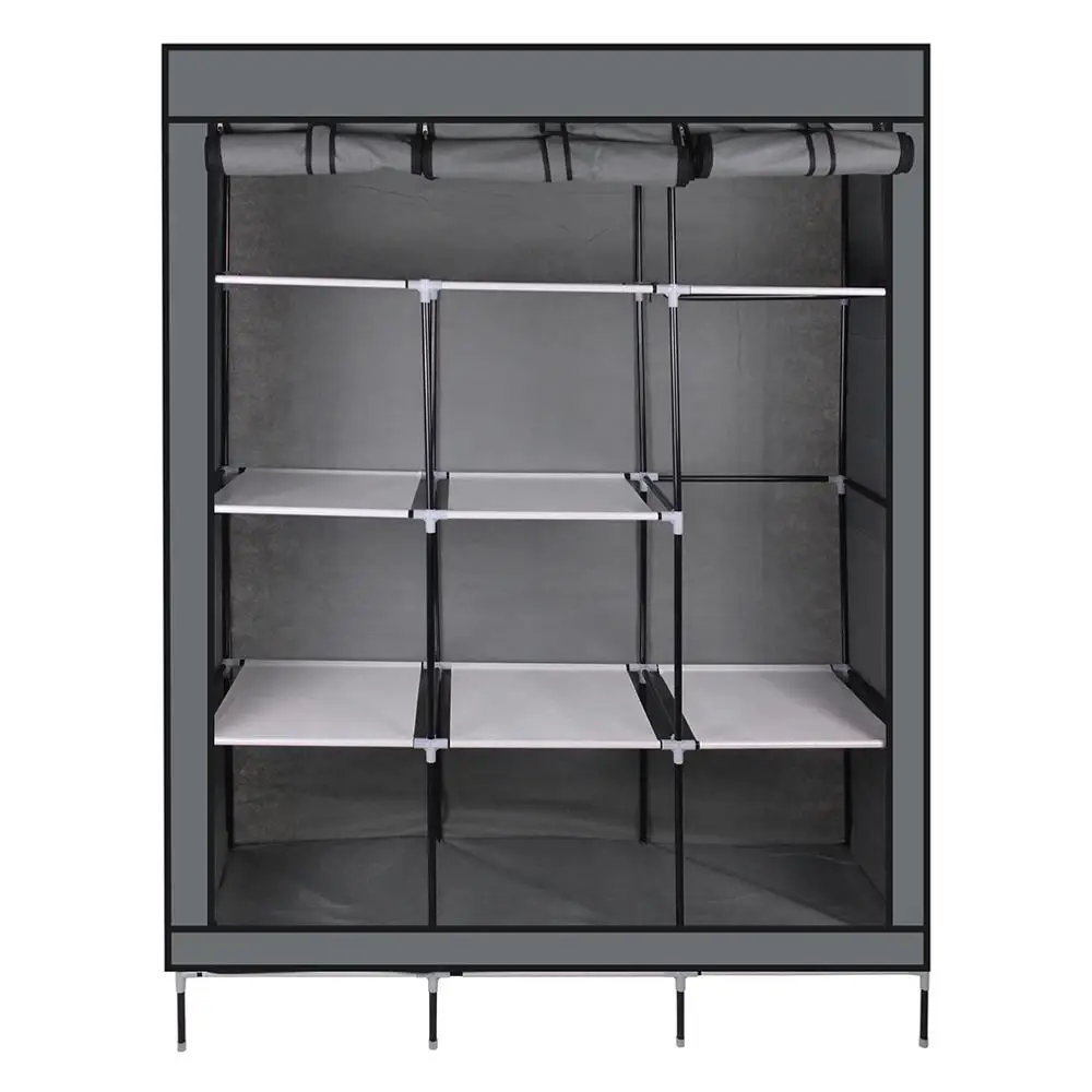 

69 Inch Portable Closet Organizer Large Space Clothes Wardrobe Steel Tube Rack With Shelves Clothing Storage Closet