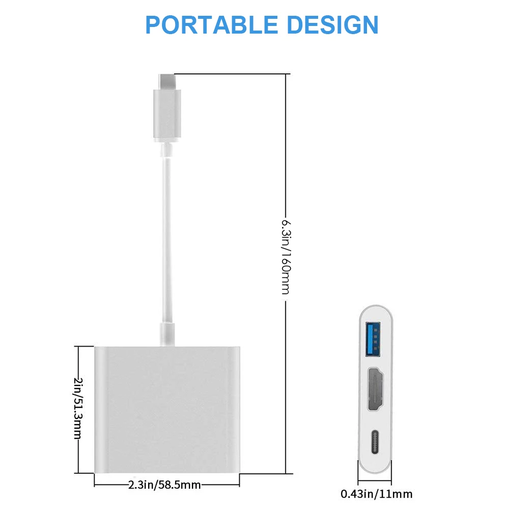 3 в 1 type C к HDMI адаптер usb type-C к HDMI+ USB3.0+ type-C женский многопортовый адаптер 4K HDMI USB Кабель-адаптер