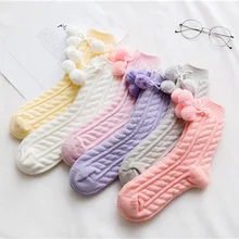 Утепленные женские носки с помпонами; милые плюшевые носки для дома, сохраняющие тепло, для сна; забавные женские носки; коралловые пушистые теплые носки для ног; Sokken meias