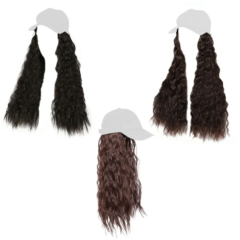 Женские длинные волнистые парики регулируемая бейсболка утка язык шляпа с синтетическим Exte