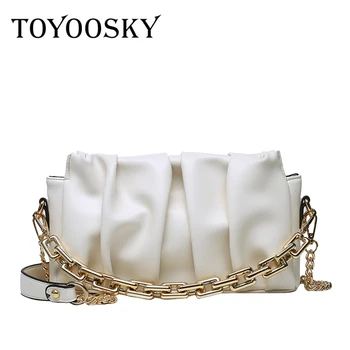 

TOYOOSKY Ladies Tote Bags For Women Leather Handbags Women Clouds Messenger Shoulder Bag Female Vintage Pleated Dumplings Bag