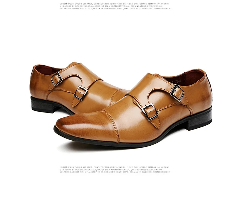 Роскошные фирменные деловые модельные туфли; мужская деловая обувь из натуральной кожи; Цвет Черный; свадебные туфли с двойной пряжкой на ремешке; zapatos hombre