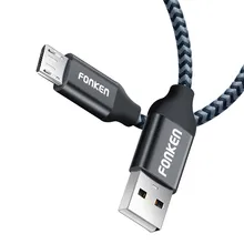 Кабель Micro USB FONKEN 2.4A для быстрой зарядки телефона 2128AWG 1 м 2 м 3 м быстрое зарядное устройство оплетка провода Зарядка для Android кабель для передачи данных