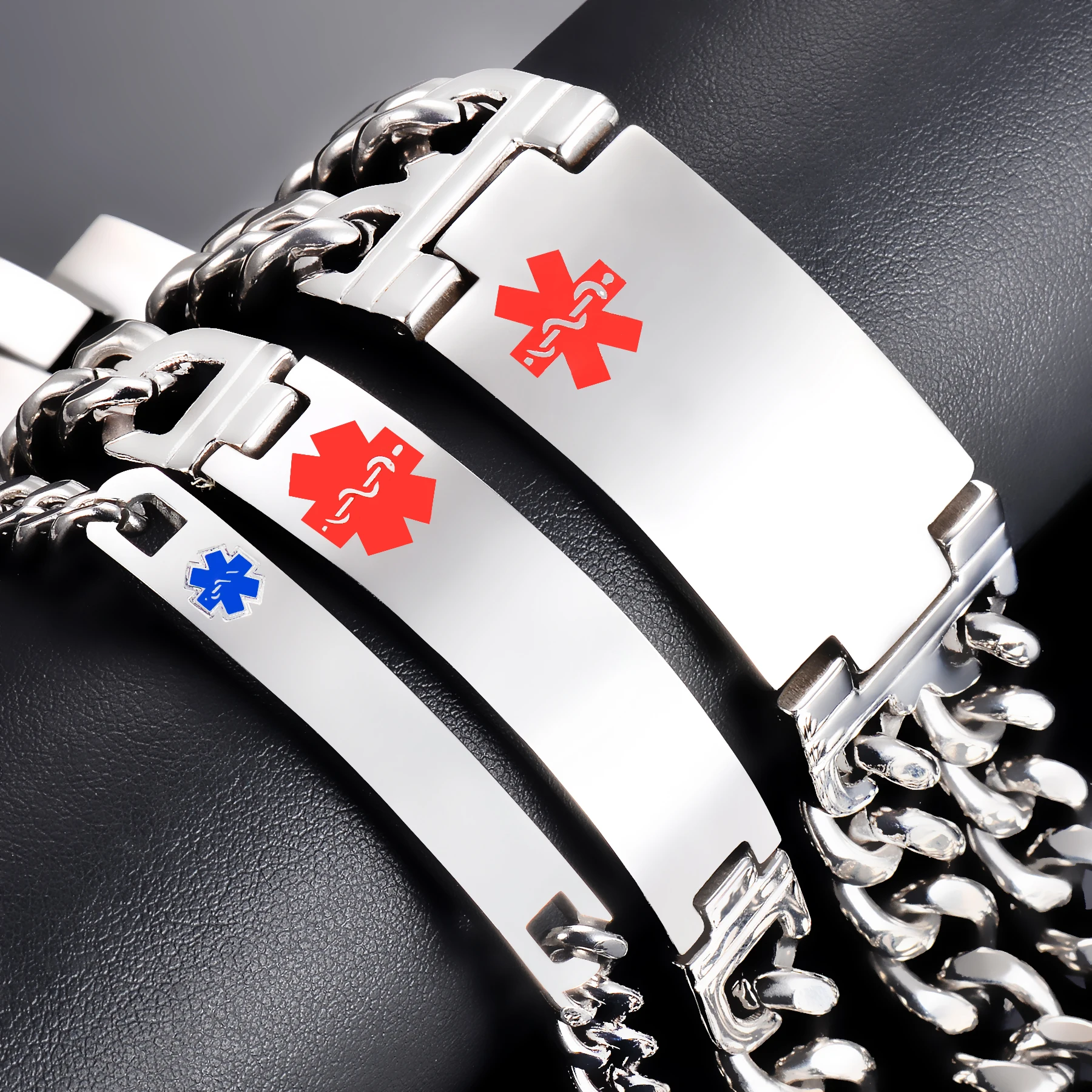 Medical Alert ID Stainless Steel Bracelet DIABETES EPILEPSY ALZHEIMER'S ALLERGY SOS  Jewelry Free Engraving 4