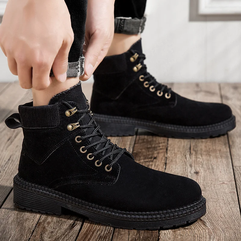 Men's high-top Martin boots classic men's shoes outdoor tooling shoes weaving laces inside breathable wear-resistant outsole