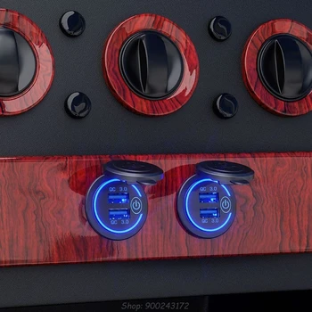 

12V 24V Dual QC3.0 USB Charger with LED Touch On Off Switch Power Cable for Car Motorcycle Marine Truck Camper S15 20 Dropship