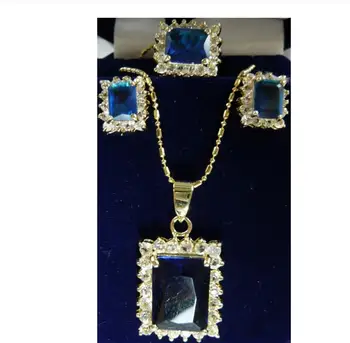 

Free Shipping wholesale noble blue/pink/red/purple crystal perfect match design earrings necklace & ring(#7.8.9) jewelry set