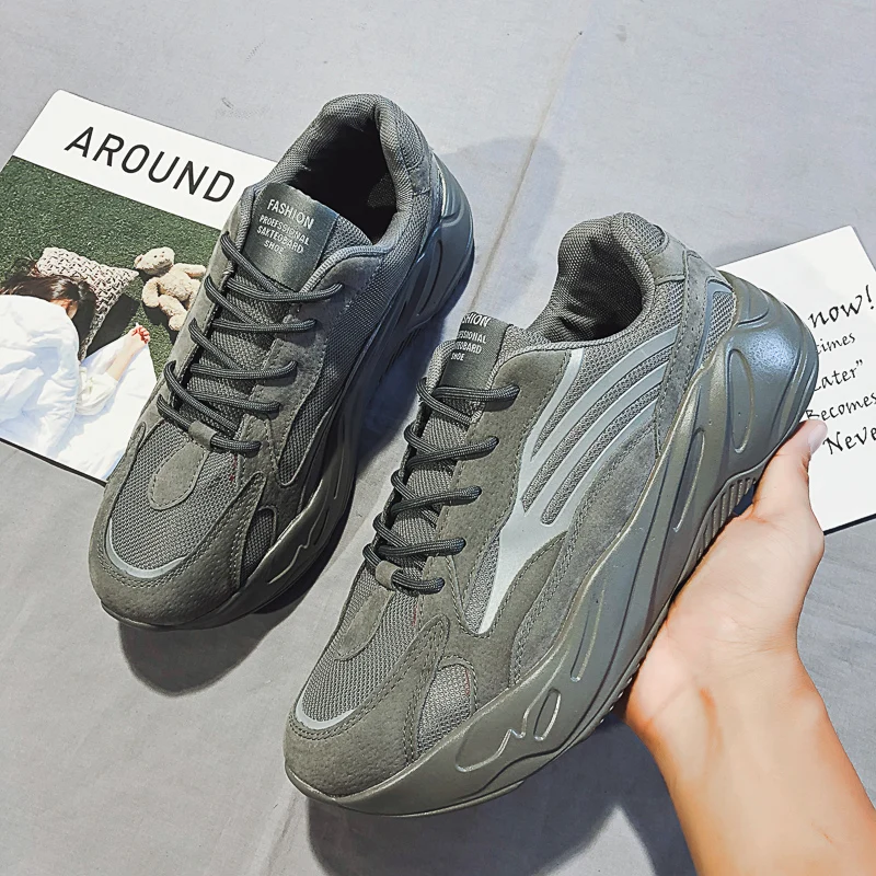 Повседневная обувь на платформе мужские кроссовки массивной подошве модная для