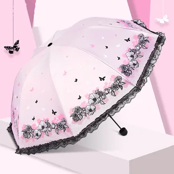 

Princess Lace Sunny Rainy Umbrella Anti-UV Windproof MANUAL OPEN Non-automatic Travel Hot Quality 2019NEW Lovely Wind Resistant