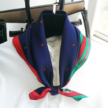

Women's 100% Pure Silk 12mm Printed Small Square Scarf Wrap Kerchief 53cm 20.8" WJ02430