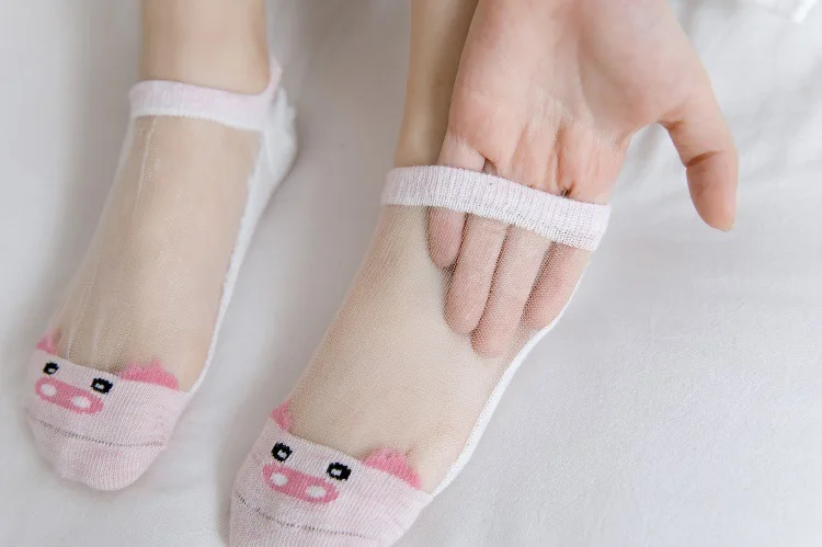 Hot Selling Girls Glass Silk Stockings Thin Crystal Children No-show Socks Cartoon Small Yellow Duck BABY'S Socks Children's Soc